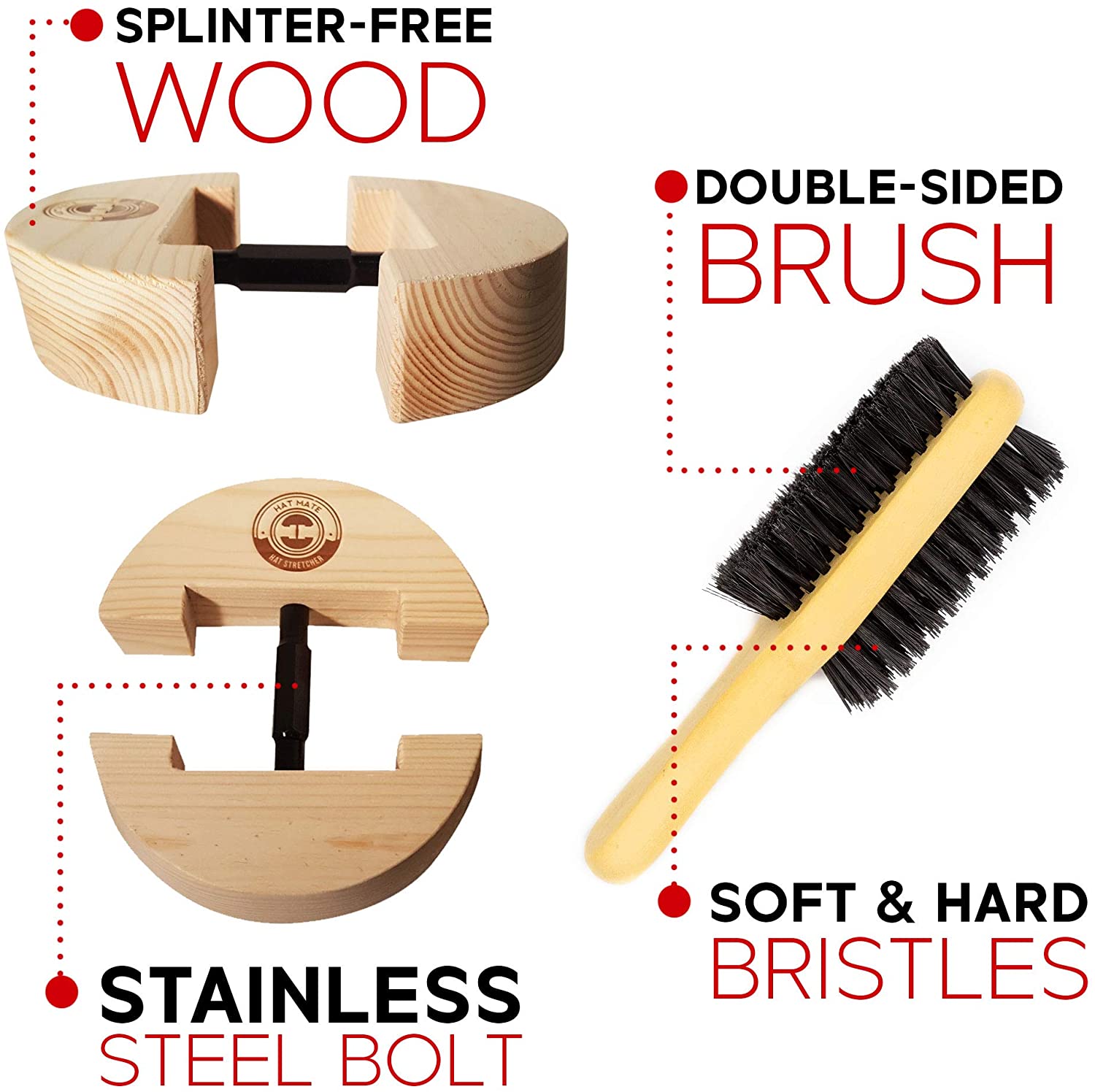 Hat Stretcher with Hat Brush. One Size Fits All