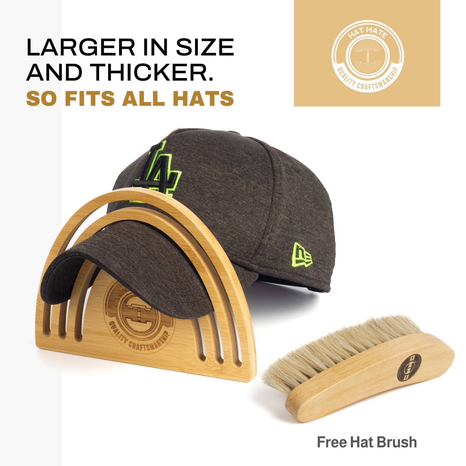 Premium Hat Brim Bender, Free Hat Brush with 2 Bill Bender Tools, Bamboo Design with 3 Shaper Options, Steaming Optional, Hat Curving Band, Baseball