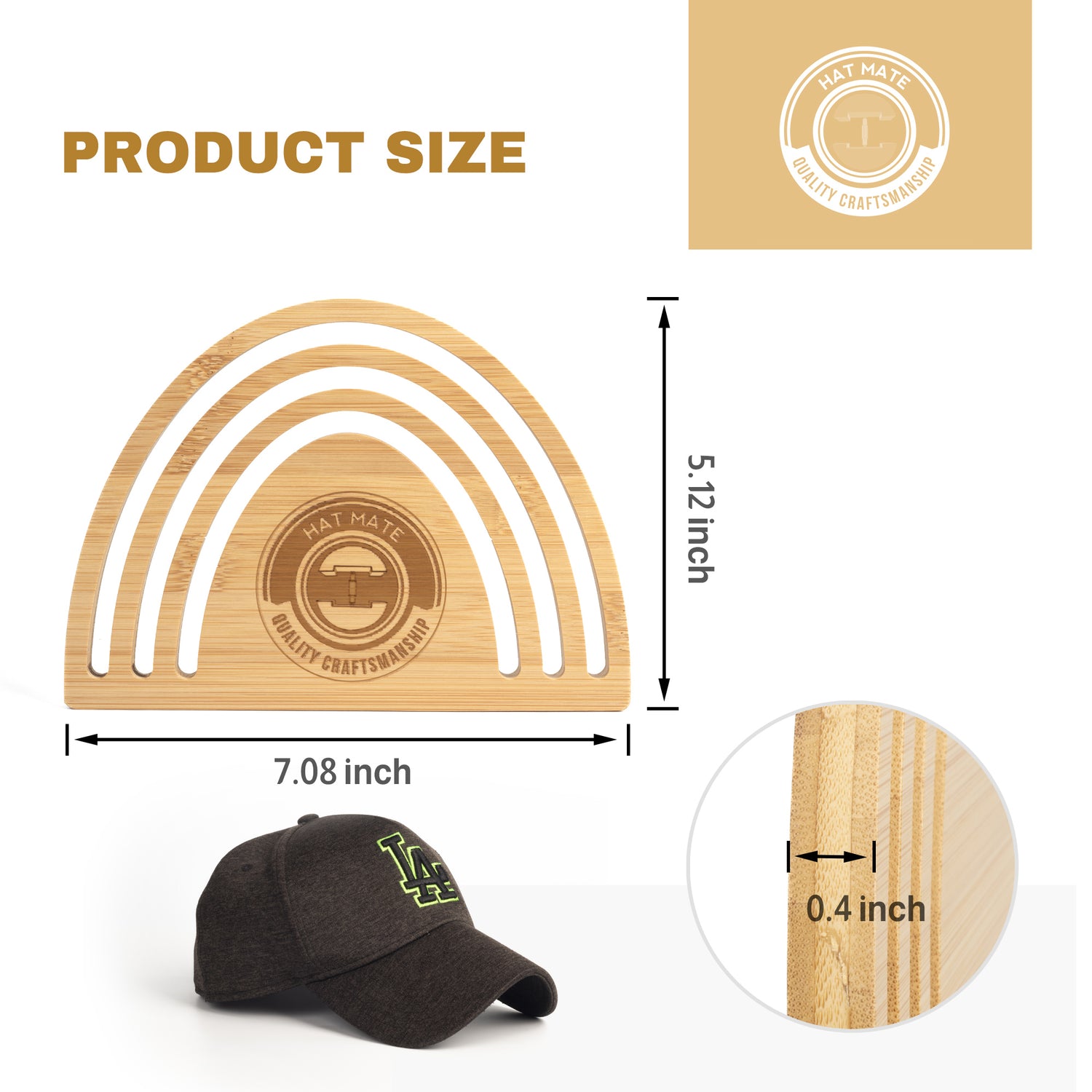 Premium Hat Brim Bender, Free Hat Brush with 2 Bill Bender Tools, Bamboo Design with 3 Shaper Options, Steaming Optional, Hat Curving Band, Baseball